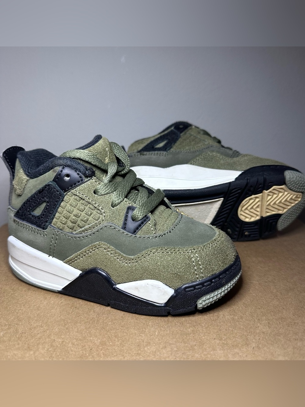 Jordan Kids Olive Green and Black Athletic Sneakers